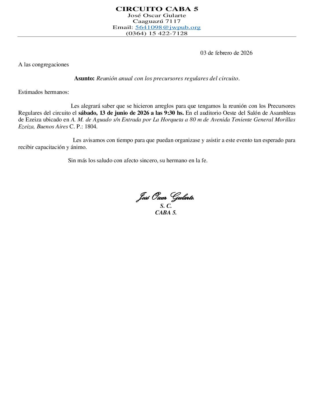 6 Reunión anual con los precursores